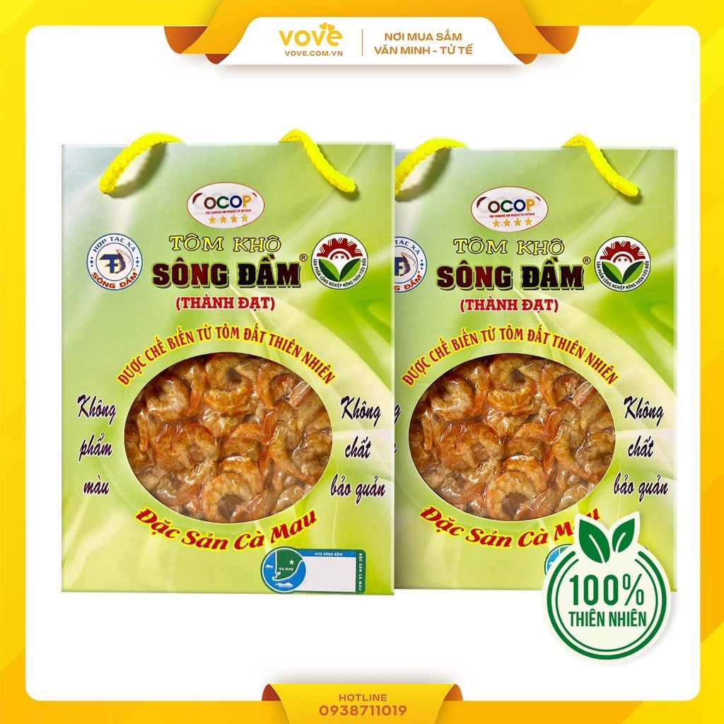 Tôm khô đất Cà Mau Thiên nhiên loại đặc biệt hộp 250gr