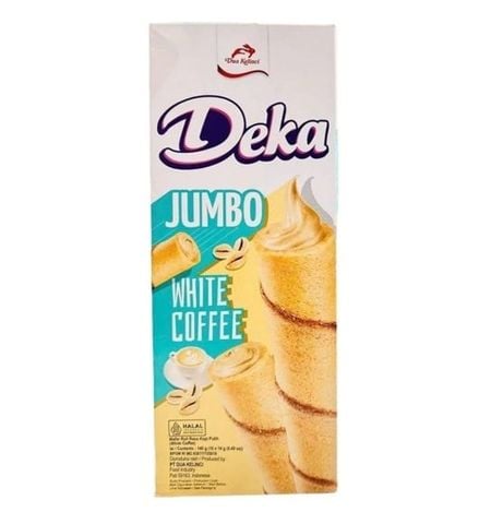 Bánh xốp ống Deka Jumbo cà phê trắng White Coffee 140g/T24