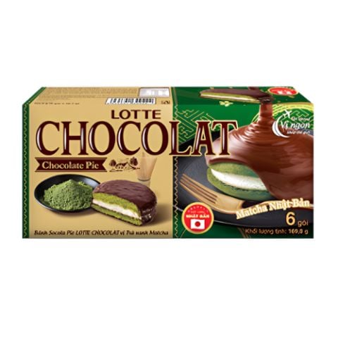Bánh Socola pie Lotte Chocolat vị trà xanh Matcha 169.8g/T16