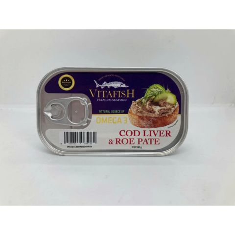 Pate Gan và Trứng Cá Tuyết Đóng Hộp Hiệu Vitafish Loại Premium 100g (csm)