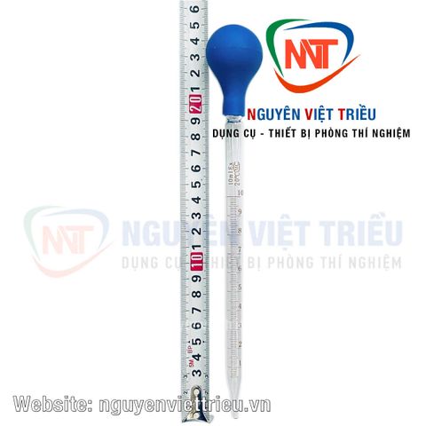Pipet thuỷ tinh dạng ngắn kèm quả bóp