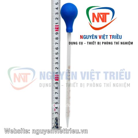 Pipet thuỷ tinh dạng ngắn kèm quả bóp