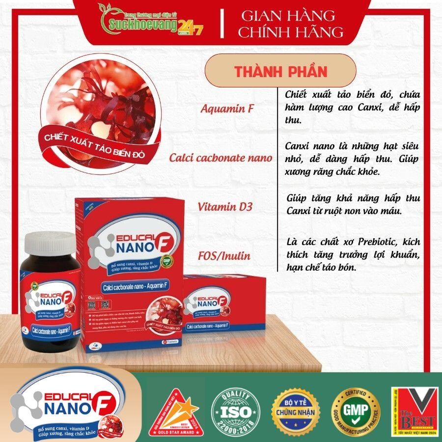 Viên uống bố sung Canxi hữu cơ - Educal Nano F
