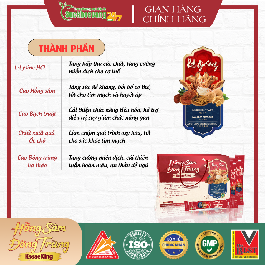TPBVSK Hồng Sâm Đông Trùng KosaeKing