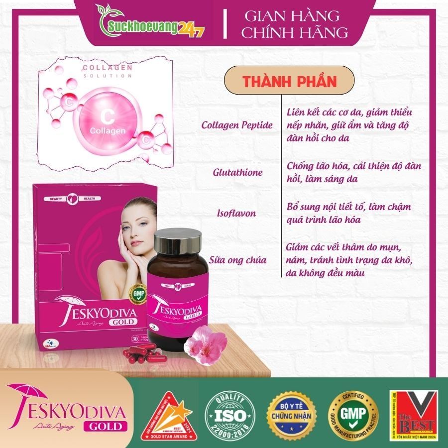 Viên uống hỗ trợ làm đẹp, tăng tiết Estrogen - JeskyoDiva Gold