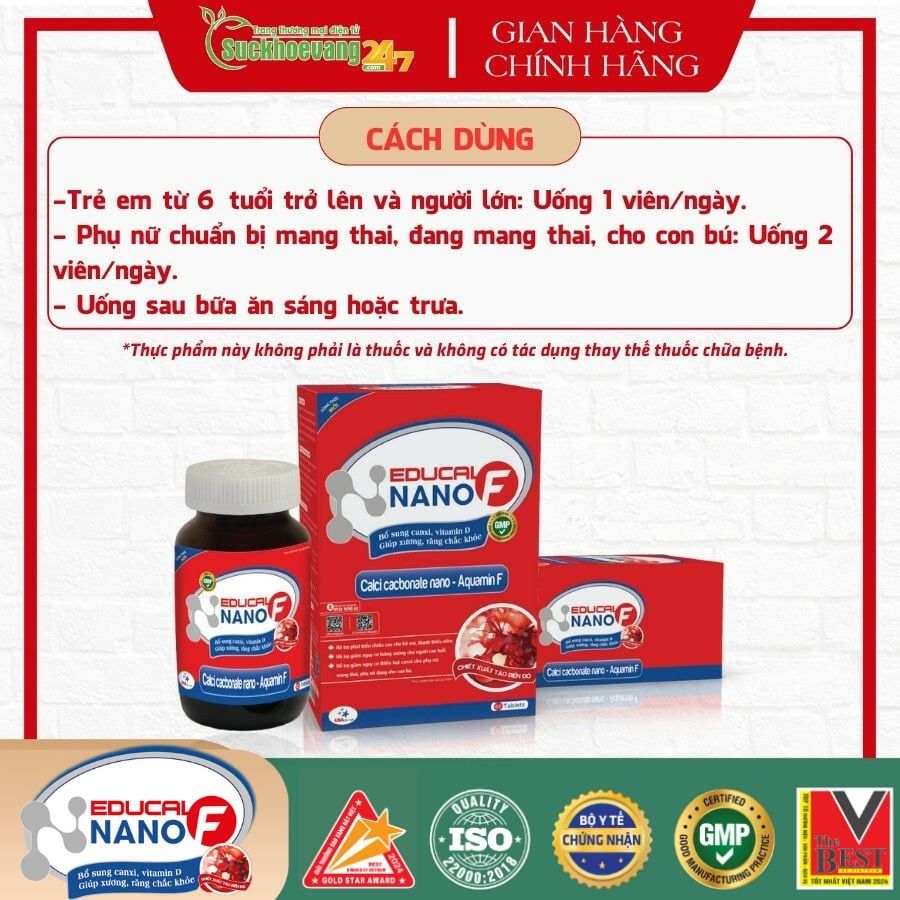 Viên uống bố sung Canxi hữu cơ - Educal Nano F