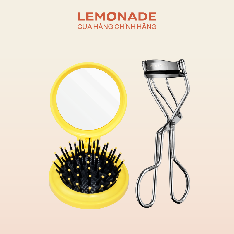  [QUÀ TẶNG] KẸP MI CHUYÊN NGHIỆP & GƯƠNG LƯỢC GẤP TIỆN LỢI LEMONADE 