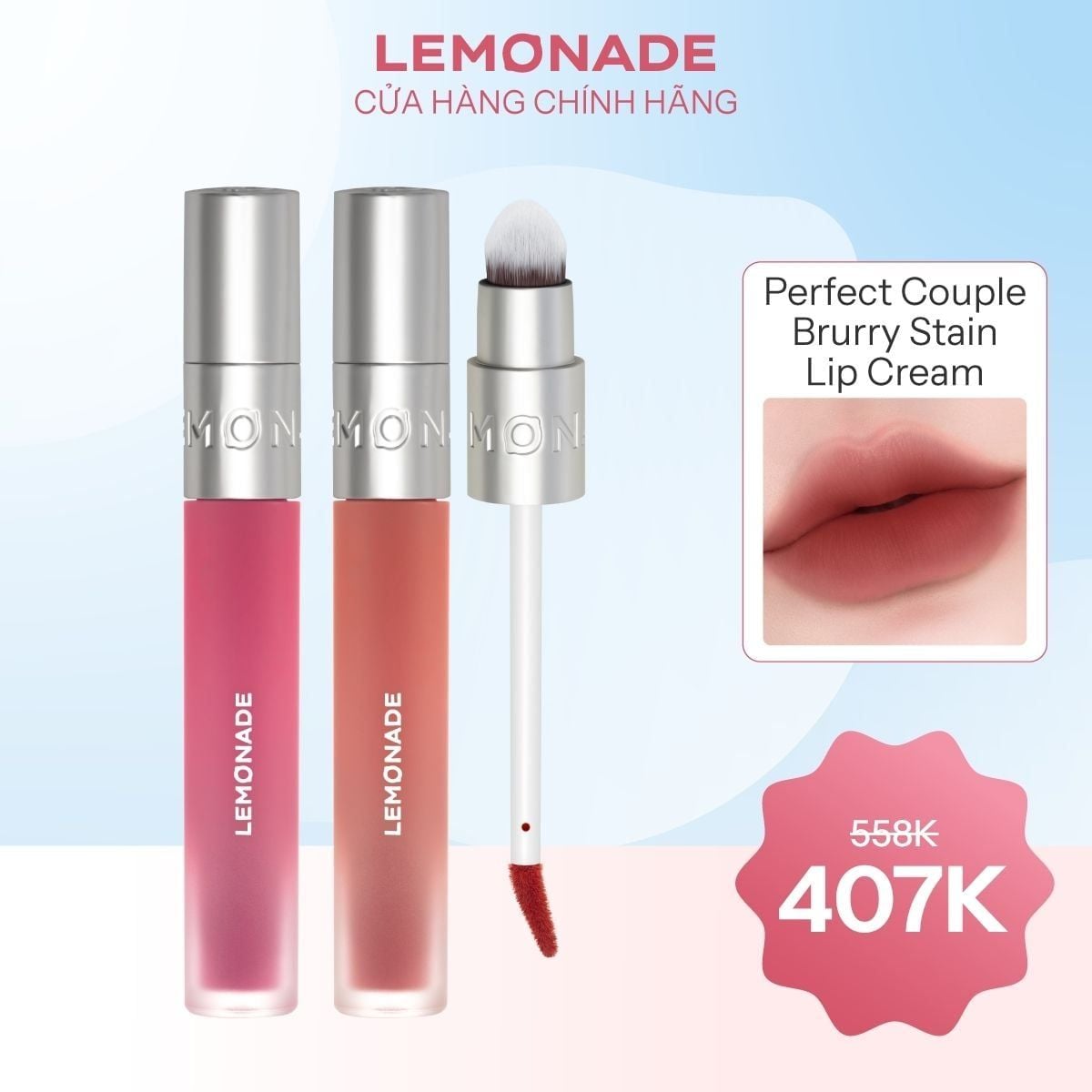  COMBO 02 SON BÙN ẨM MỜ MỊN LÂU TRÔI LEMONADE PERFECT COUPLE BLURRY STAIN LIP CREAM 