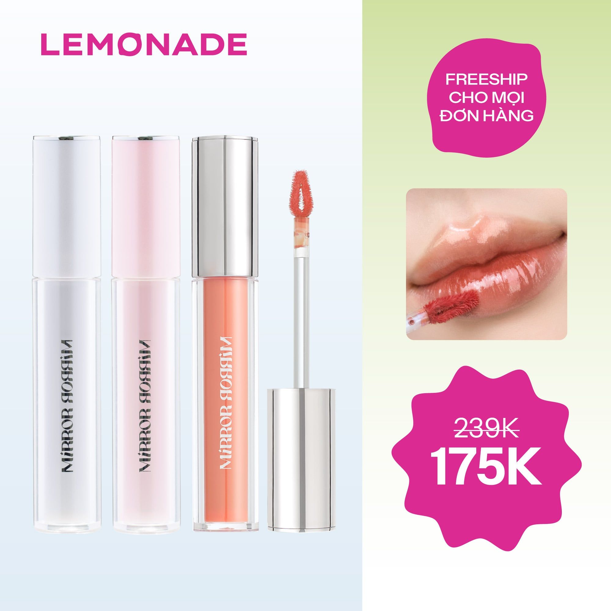  SON TINT BÓNG KHÔNG DÍNH BỀN MÀU LEMONADE MIRROR MIRROR WATER TINT 
