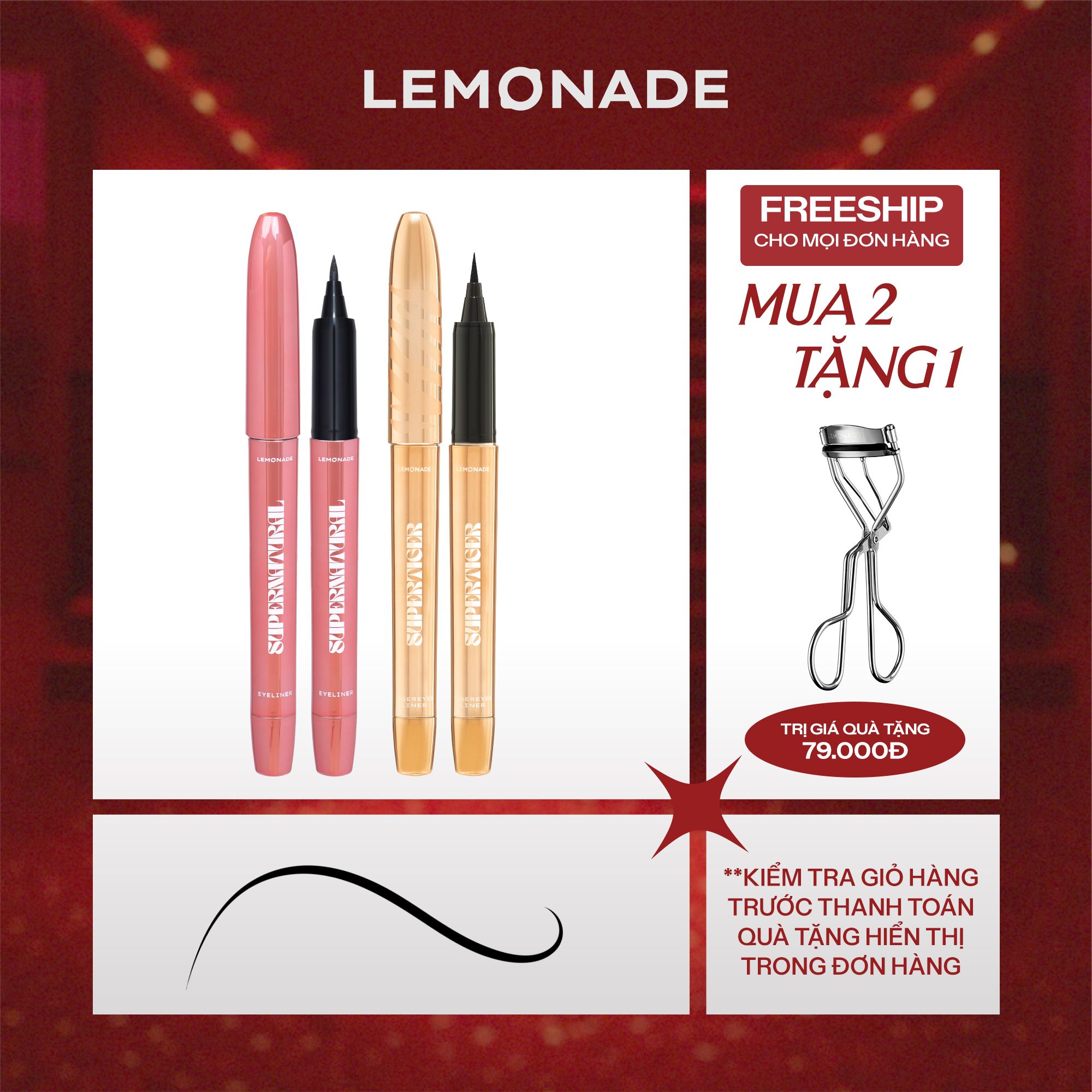  COMBO LEMONADE BÚT KẺ MẮT SUPERNATURAL VÀ MICRO EYELINER SUPERTIGER 