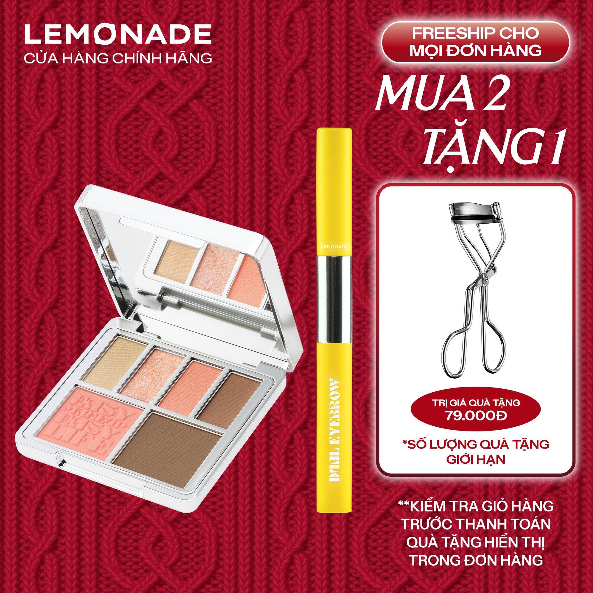  COMBO LEMONADE BẢNG PHẤN MẮT AESTHETIC MULTI-TASK PALETTE 10.8G & CHÌ KẺ MÀY 2 ĐẦU DUAL EYEBROW 