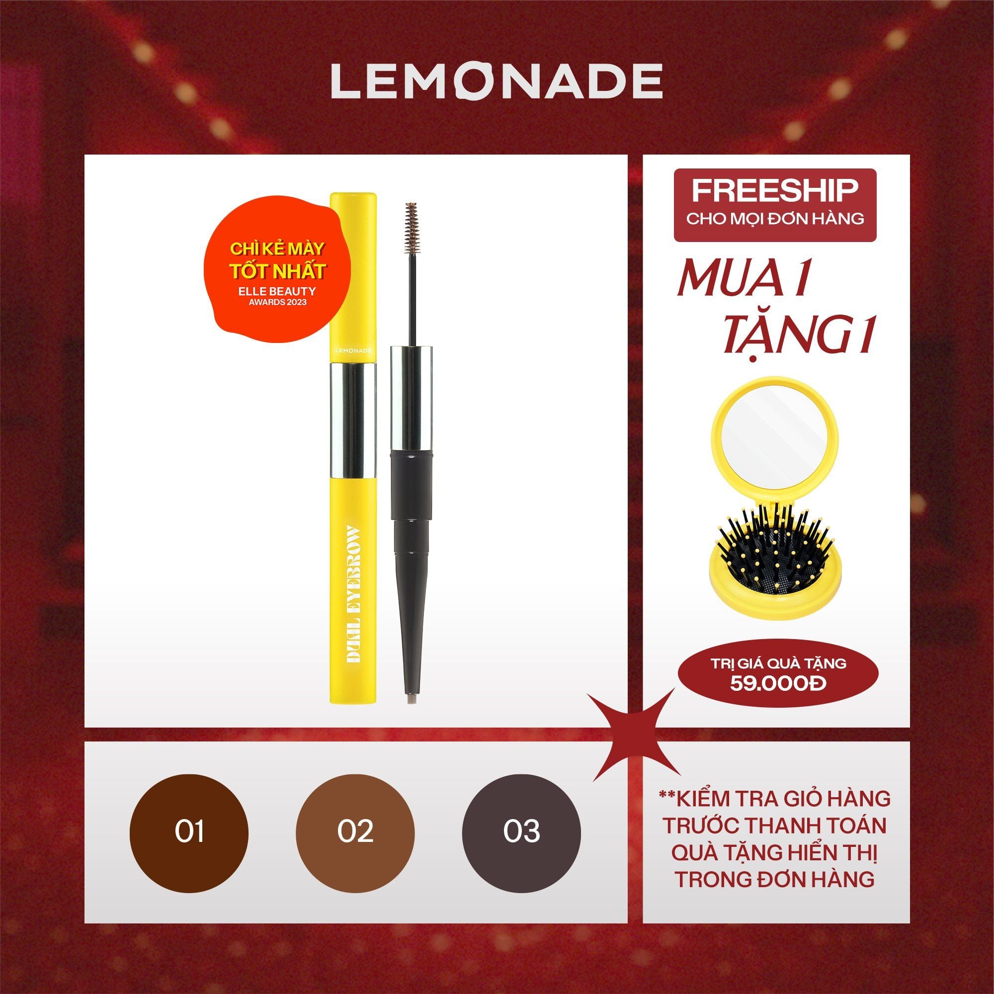  CHÌ KẺ MÀY 2 ĐẦU LEMONADE DUAL EYEBROW 