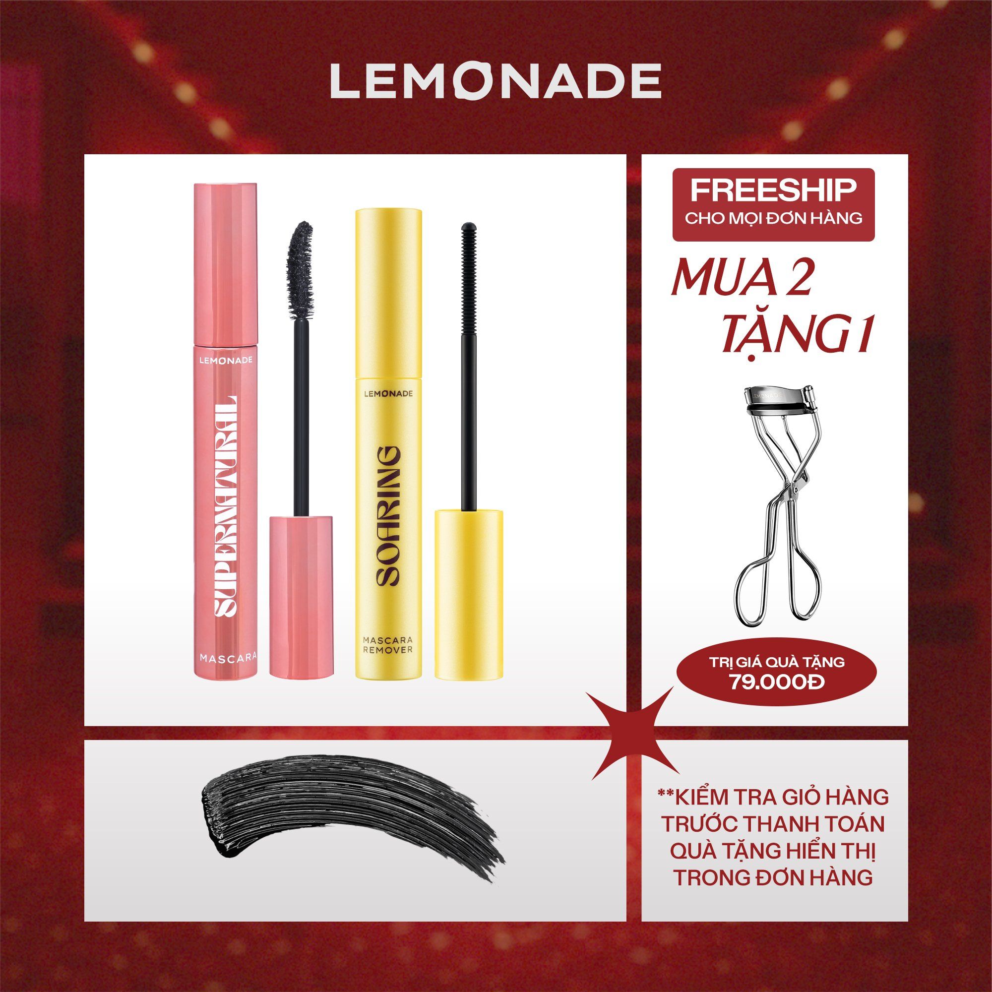  COMBO LEMONADE CHUỐT MI SUPERNATURAL MASCARA & TẨY TRANG MI SOARING MASCARA REMOVER 