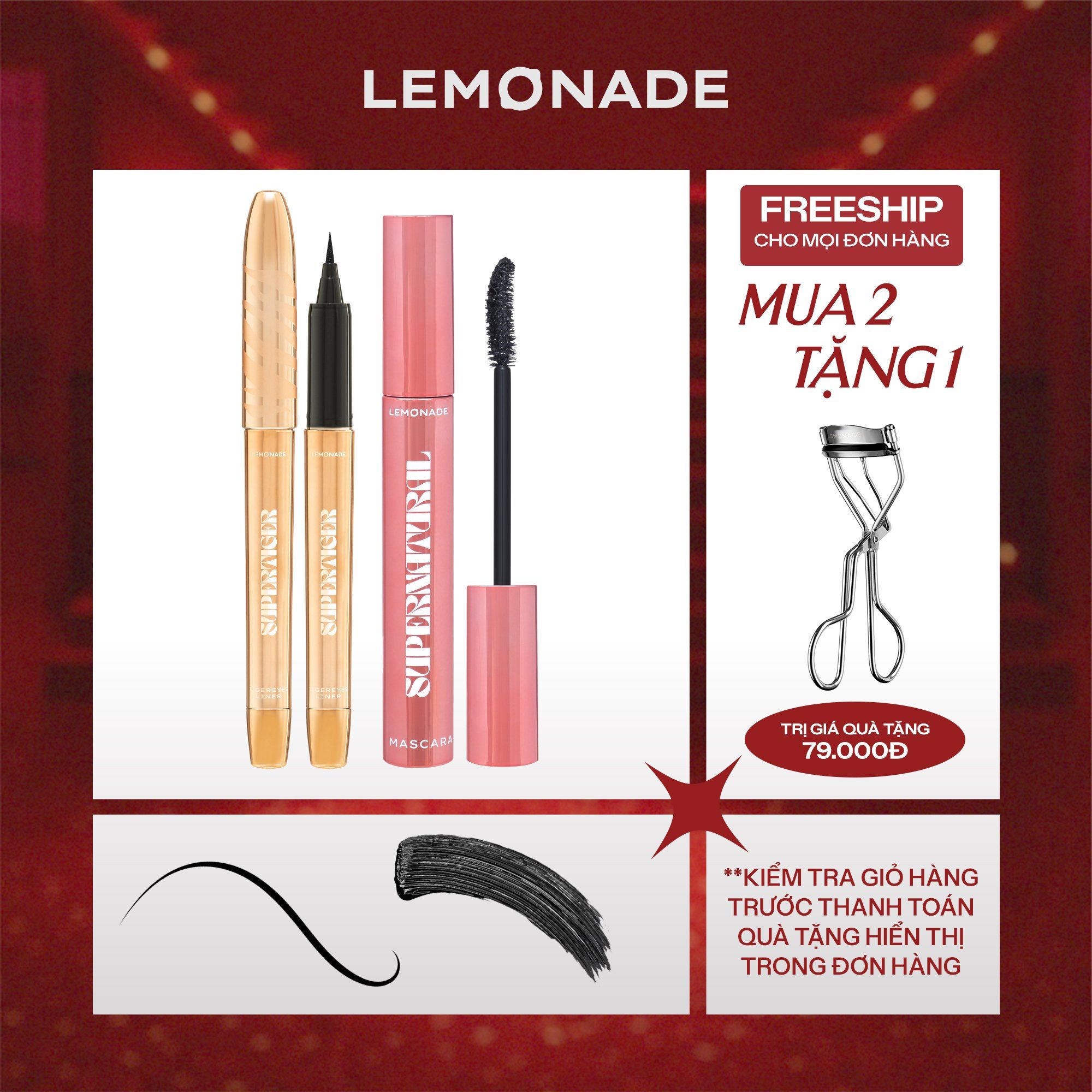  COMBO LEMONADE BÚT KẺ MẮT MICRO EYELINER SUPERTIGER VÀ MASCARA SUPERNATURAL 