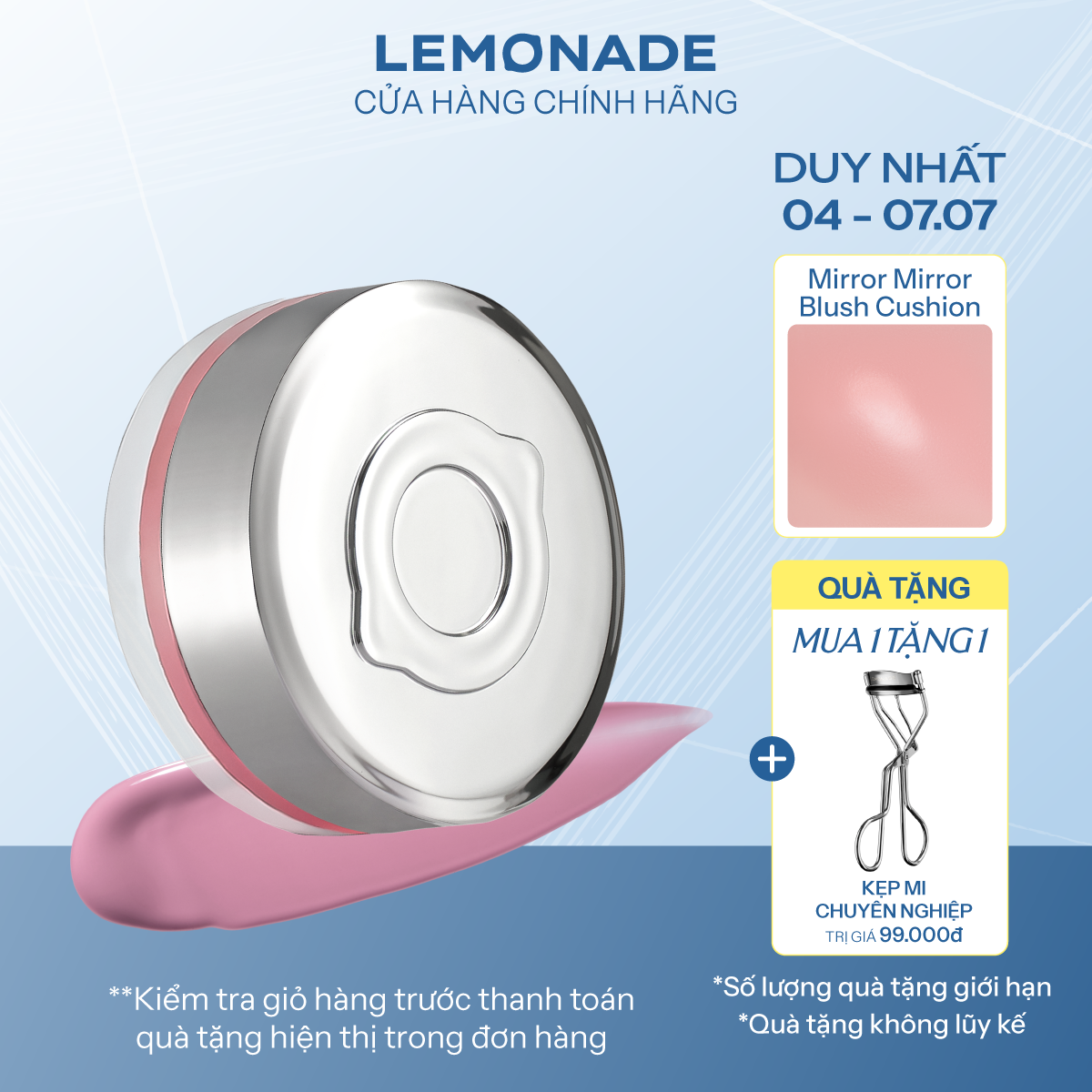  MÁ HỒNG CĂNG BÓNG DẠNG PHẤN NƯỚC THUẦN CHAY MIRROR MIRROR BLUSH CUSHION 8G 