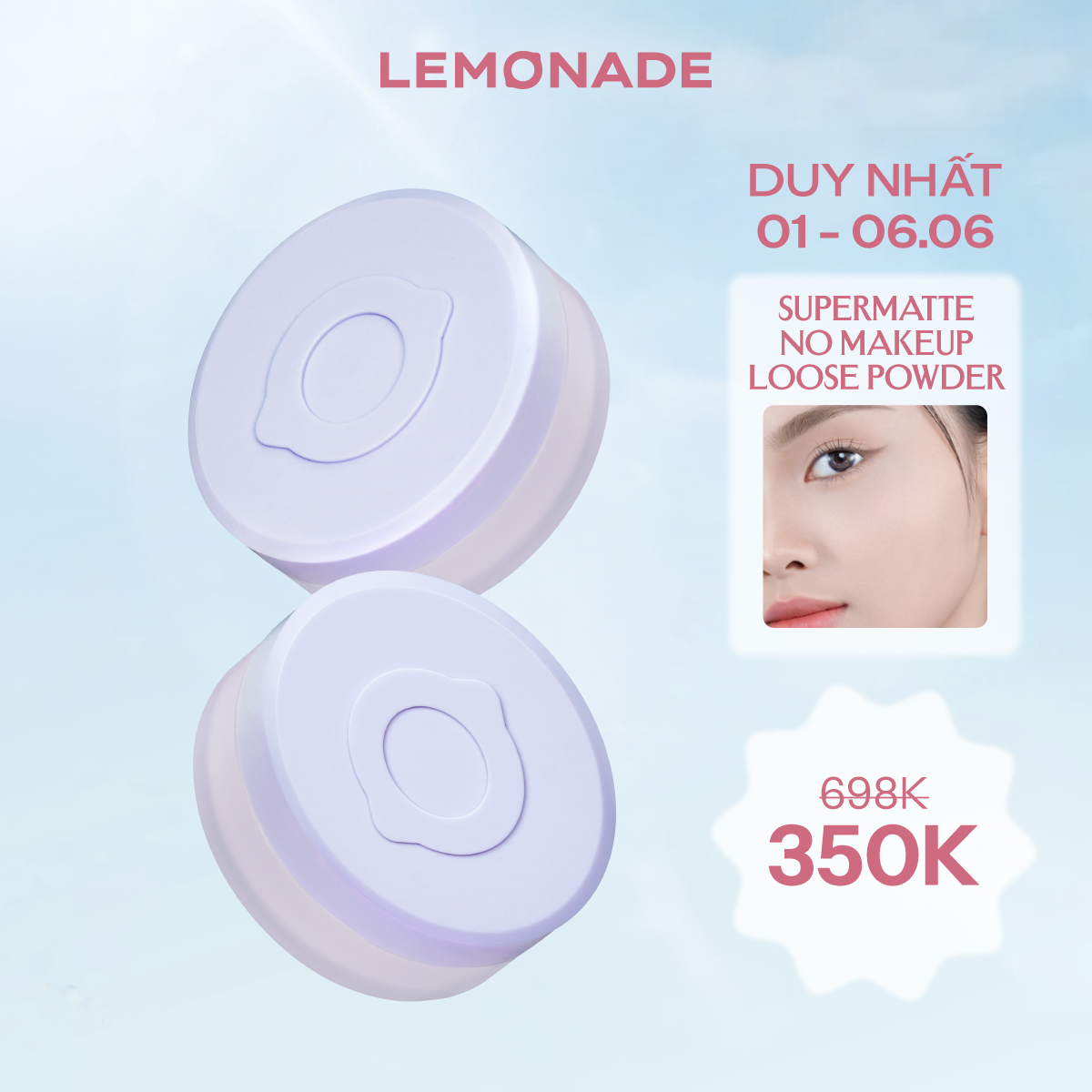 [370K/2 HỘP] PHẤN PHỦ MỎNG NHẸ KIỀM DẦU THUẦN CHAY CHỐNG NẮNG LEMONADE SUPERMATTE NO MAKEUP LOOSE POWDER 