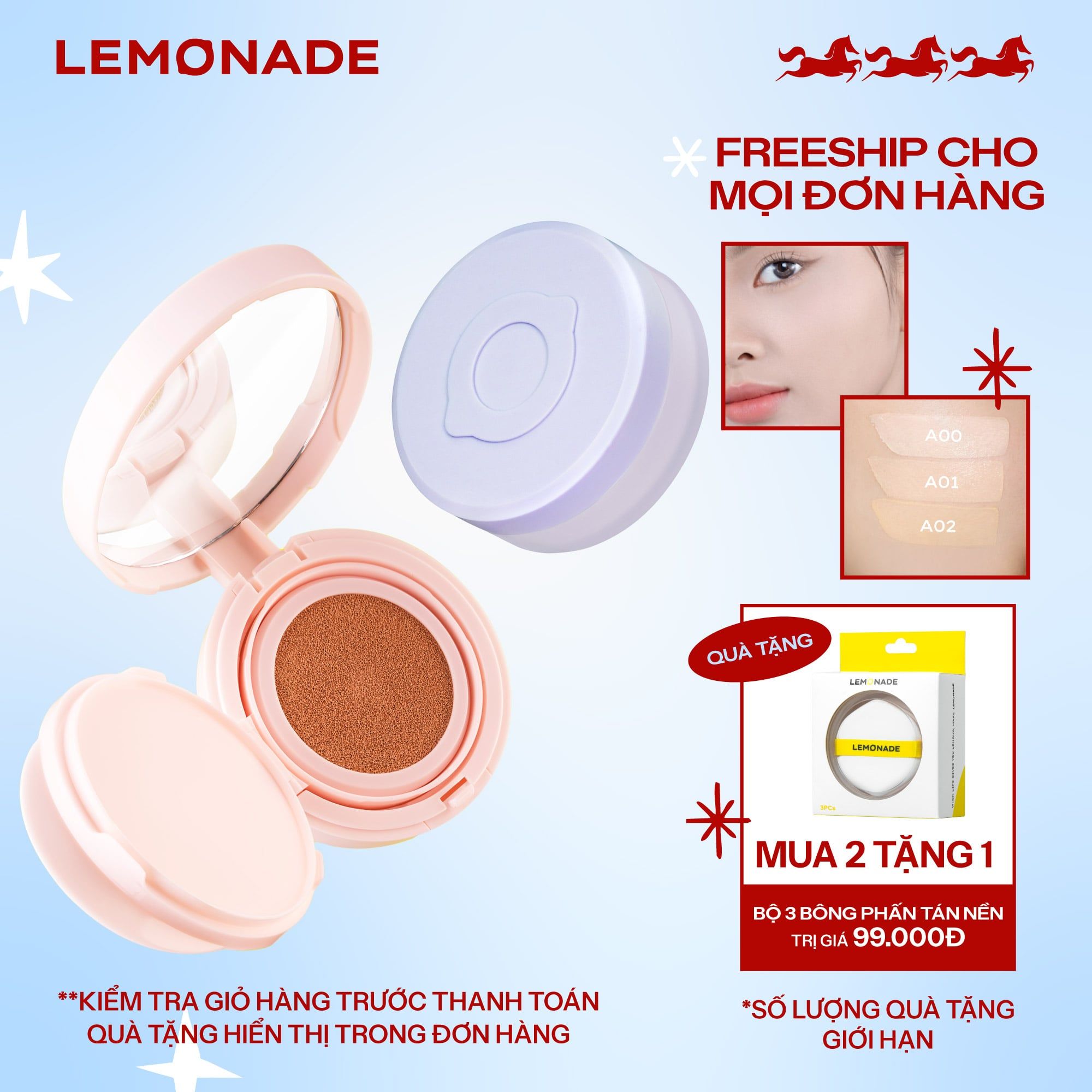  COMBO LEMONADE PHẤN PHỦ SUPERMATTE NO MAKEUP LOOSE POWDER & PHẤN NƯỚC SUPERMATTE CUSHION 