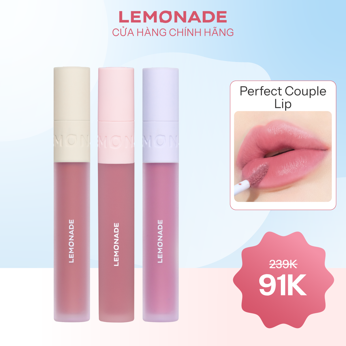  SON KEM MỊN LÌ THUẦN CHAY LEMONADE PERFECT COUPLE LIP 