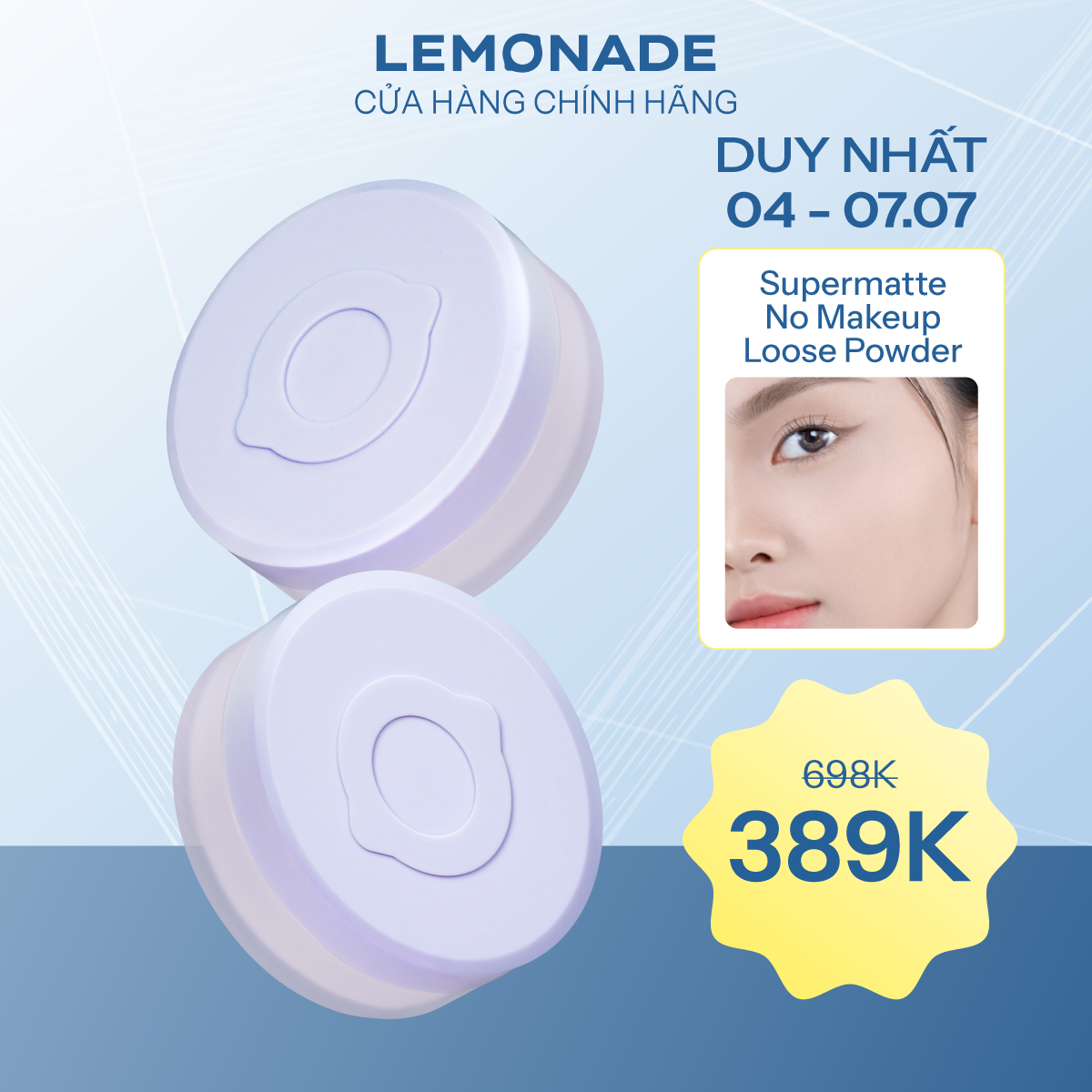  [370K/2 HỘP] PHẤN PHỦ MỎNG NHẸ KIỀM DẦU THUẦN CHAY CHỐNG NẮNG LEMONADE SUPERMATTE NO MAKEUP LOOSE POWDER 