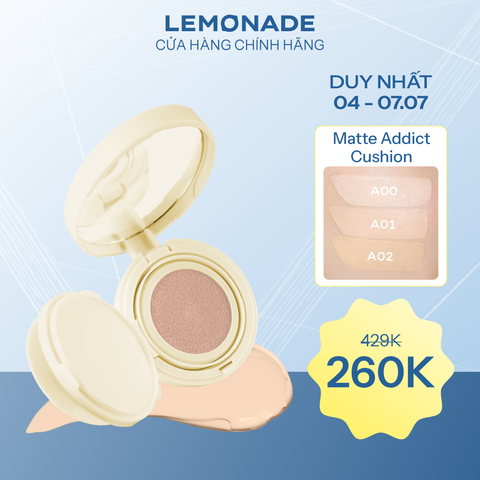  PHẤN NƯỚC MỊN LÌ DÀNH CHO DA KHÔ VÀ DA THƯỜNG LEMONADE MATTE ADDICT CUSHION 