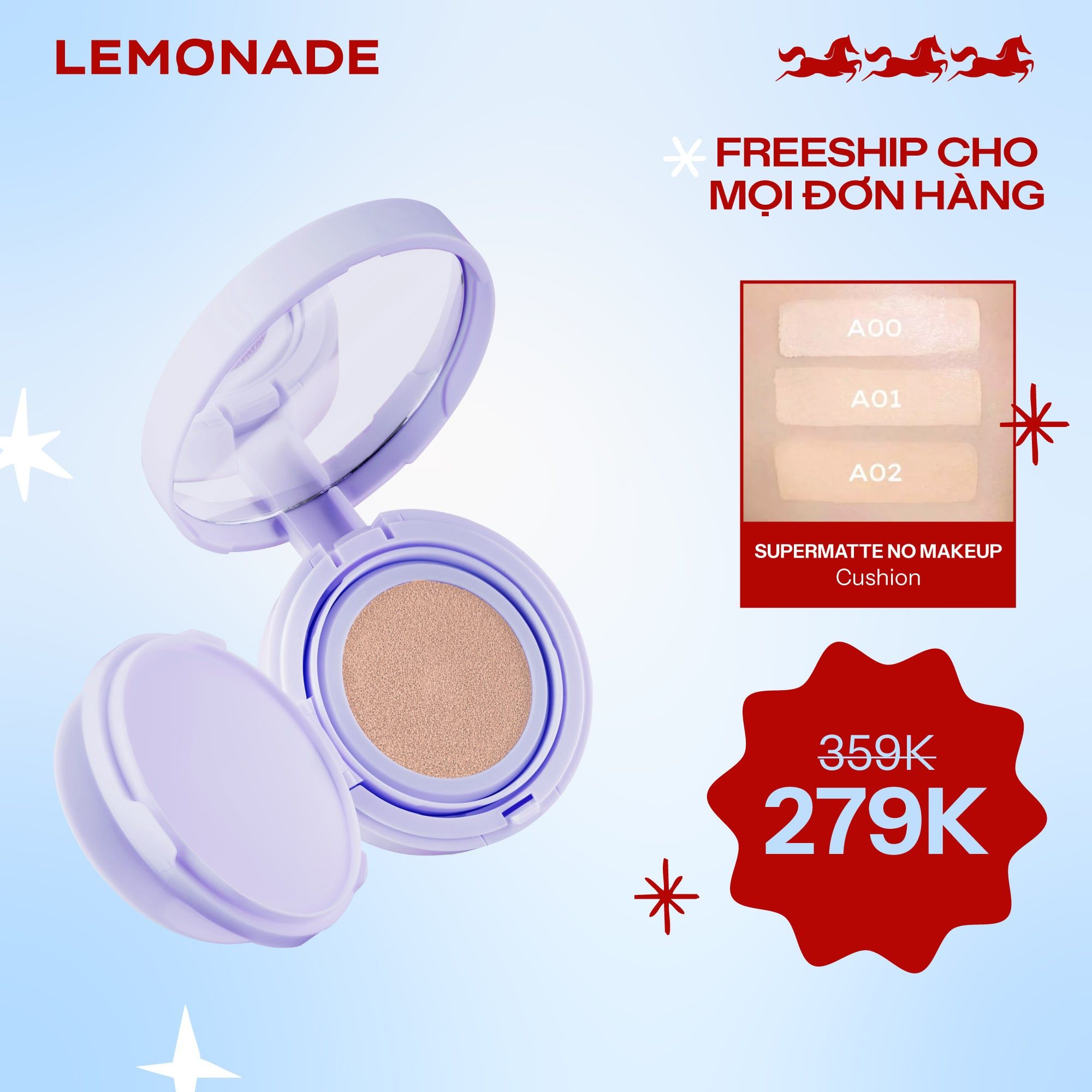  PHẤN NƯỚC MỎNG NHẸ KIỀM DẦU THUẦN CHAY CHỐNG NẮNG LEMONADE SUPERMATTE NO MAKEUP CUSHION 15G 