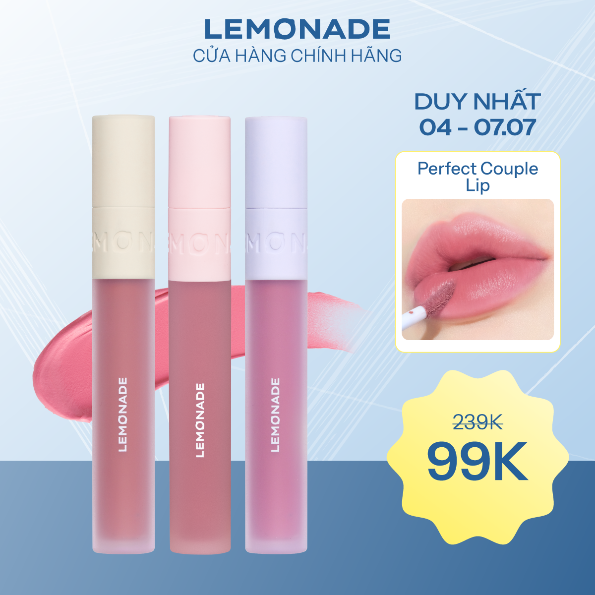  SON KEM MỊN LÌ THUẦN CHAY LEMONADE PERFECT COUPLE LIP 