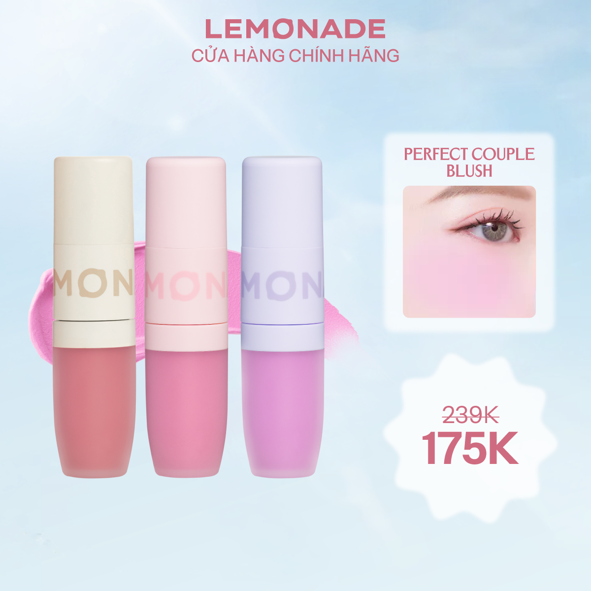  MÁ KEM MỊN LÌ THUẦN CHAY LEMONADE PERFECT COUPLE BLUSH 
