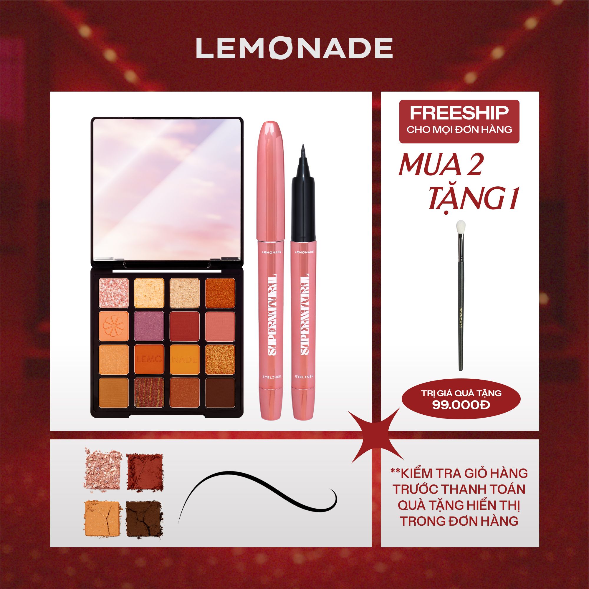  COMBO BẢNG PHẤN MẮT AESTHETIC EYESHADOW PALETTE & BÚT KẺ MẮT SUPERNATURAL EYELINER 