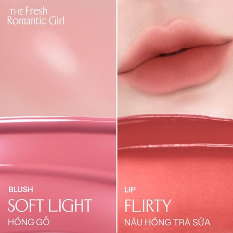  Combo Lemonade 01 Má hồng căng bóng Mirror Blush Cushion 8g và 01 Son bùn ẩm Perfect Couple Blurry Stain Lip Cream 3,5g 