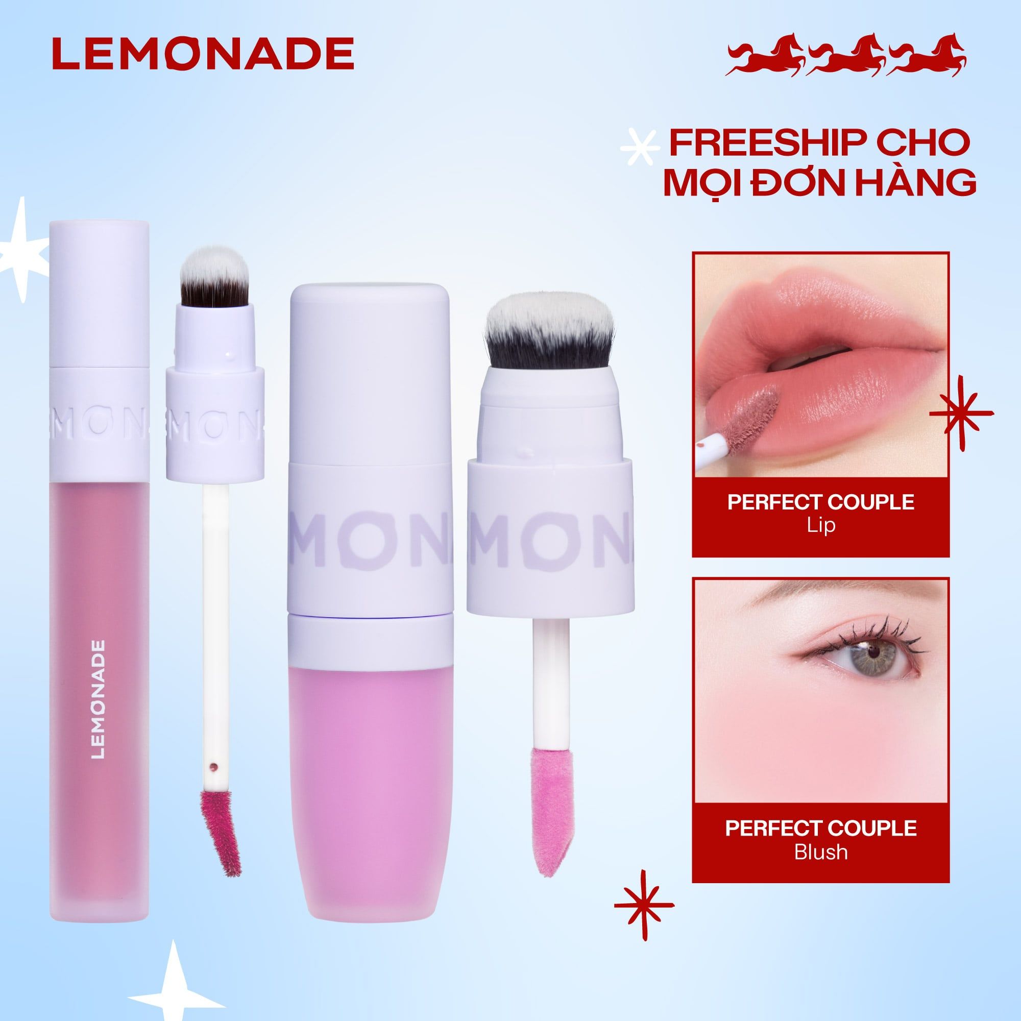  COMBO LEMONADE SON KEM MỊN LÌ PERFECT COUPLE LIP & MÁ KEM MỊN LÌ PERFECT COUPLE BLUSH 