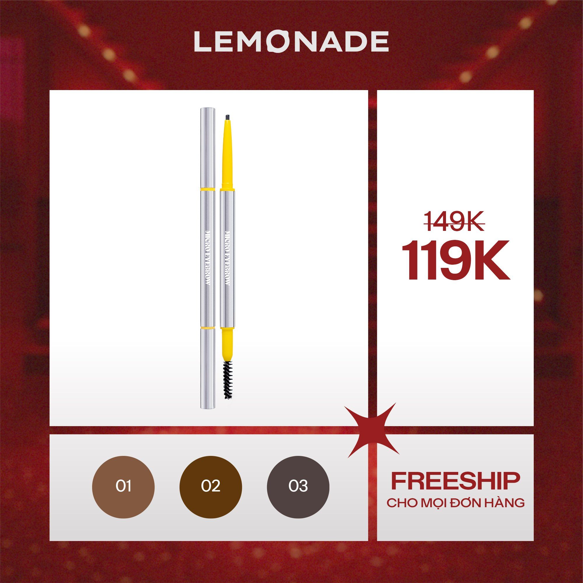  CHÌ KẺ MÀY SIÊU MẢNH LÂU TRÔI LEMONADE MICRO EYEBROW 0.1G 