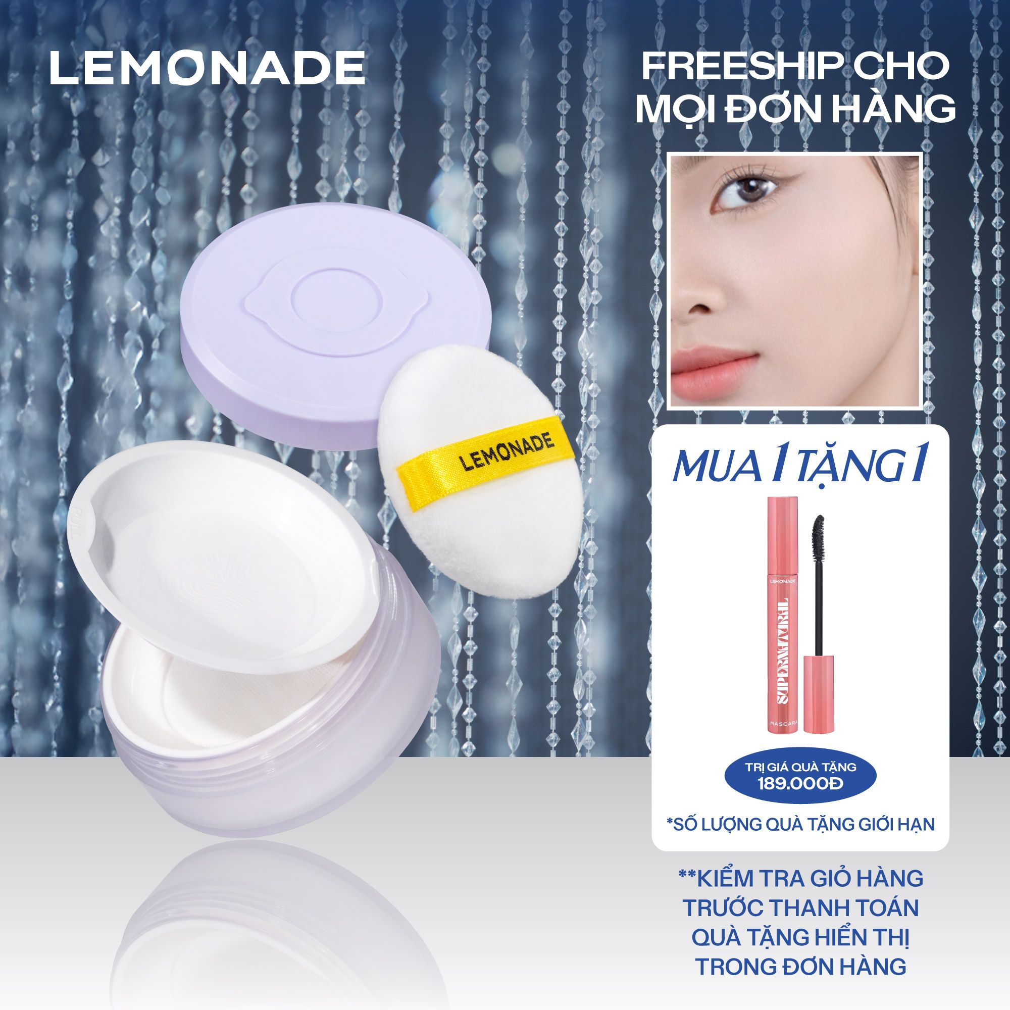  PHẤN PHỦ MỎNG NHẸ KIỀM DẦU THUẦN CHAY CHỐNG NẮNG LEMONADE SUPERMATTE NO MAKEUP LOOSE POWDER 