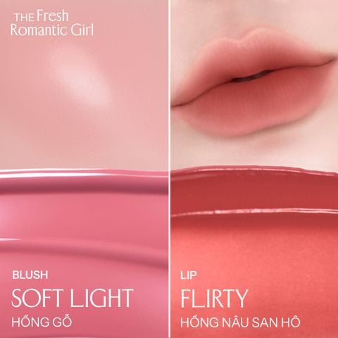  Combo Lemonade 01 Má hồng căng bóng Mirror Blush Cushion 8g và 01 Son bùn ẩm Perfect Couple Blurry Stain Lip Cream 3,5g 