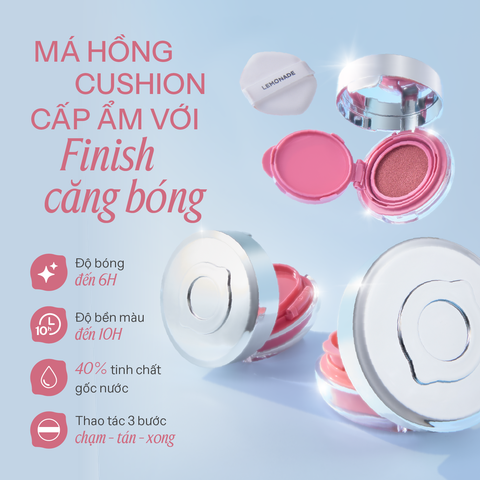  Combo Lemonade 01 Má hồng căng bóng Mirror Blush Cushion 8g và 01 Son bùn ẩm Perfect Couple Blurry Stain Lip Cream 3,5g 