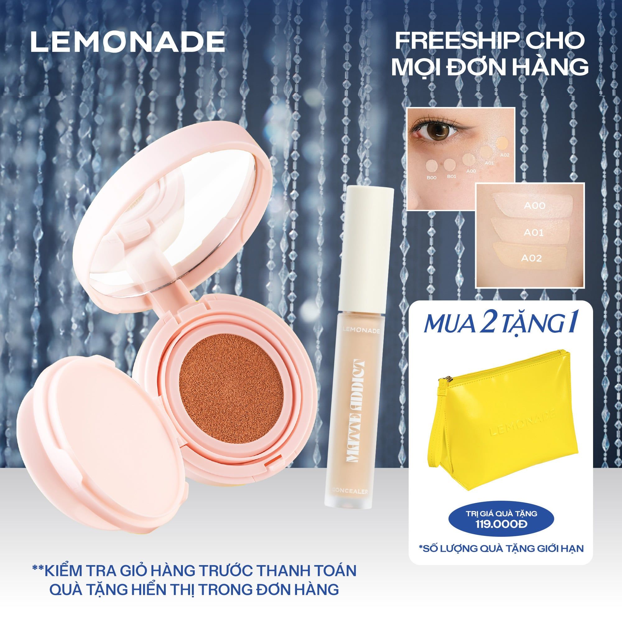  COMBO LEMONADE PHẤN NƯỚC SUPERMATTE CUSHION & CHE KHUYẾT ĐIỂM MATTE ADDICT CONCEALER 