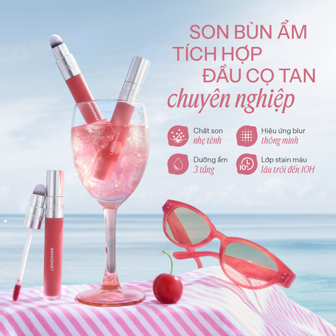  Combo Lemonade 01 Má hồng căng bóng Mirror Blush Cushion 8g và 01 Son bùn ẩm Perfect Couple Blurry Stain Lip Cream 3,5g 