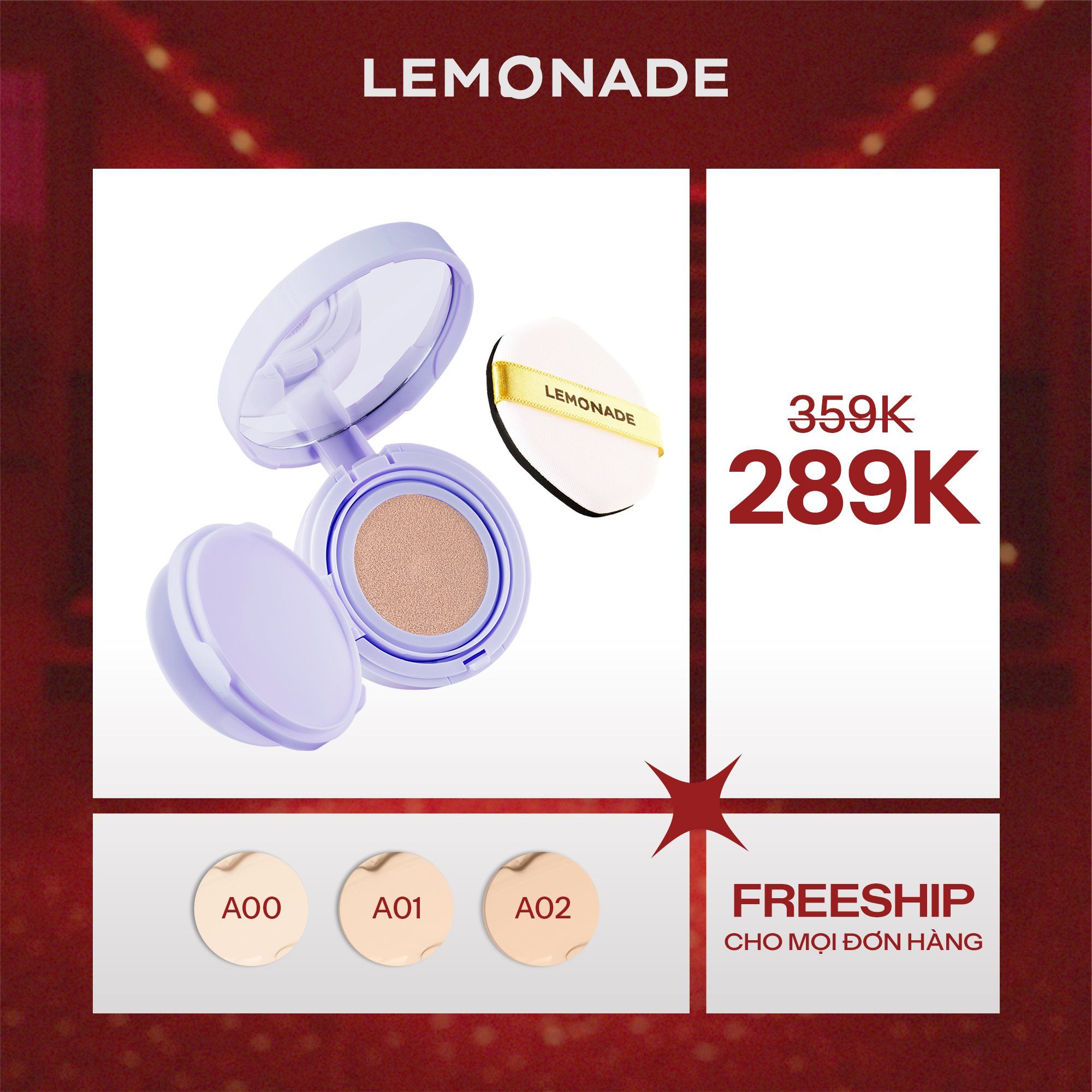  PHẤN NƯỚC MỎNG NHẸ KIỀM DẦU THUẦN CHAY CHỐNG NẮNG LEMONADE SUPERMATTE NO MAKEUP CUSHION 15G 