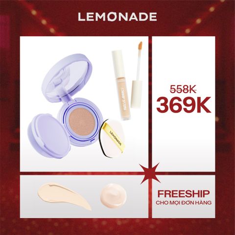  COMBO LEMONADE PHẤN NƯỚC SUPERMATTE NO MAKEUP CUSHION 15G & CHE KHUYẾT ĐIỂM MATTE ADDICT CONCEALER 