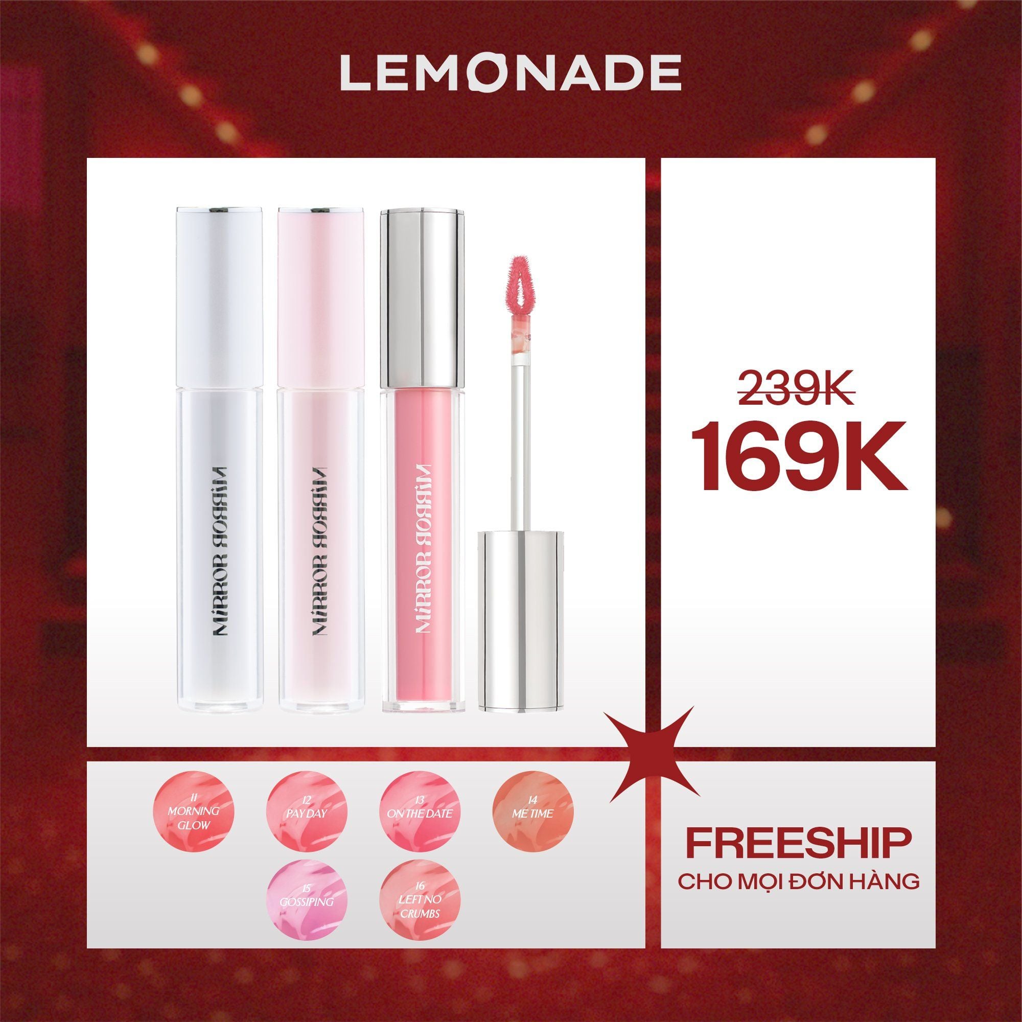  SON TINT BÓNG KHÔNG DÍNH BỀN MÀU LEMONADE MIRROR MIRROR WATER TINT 