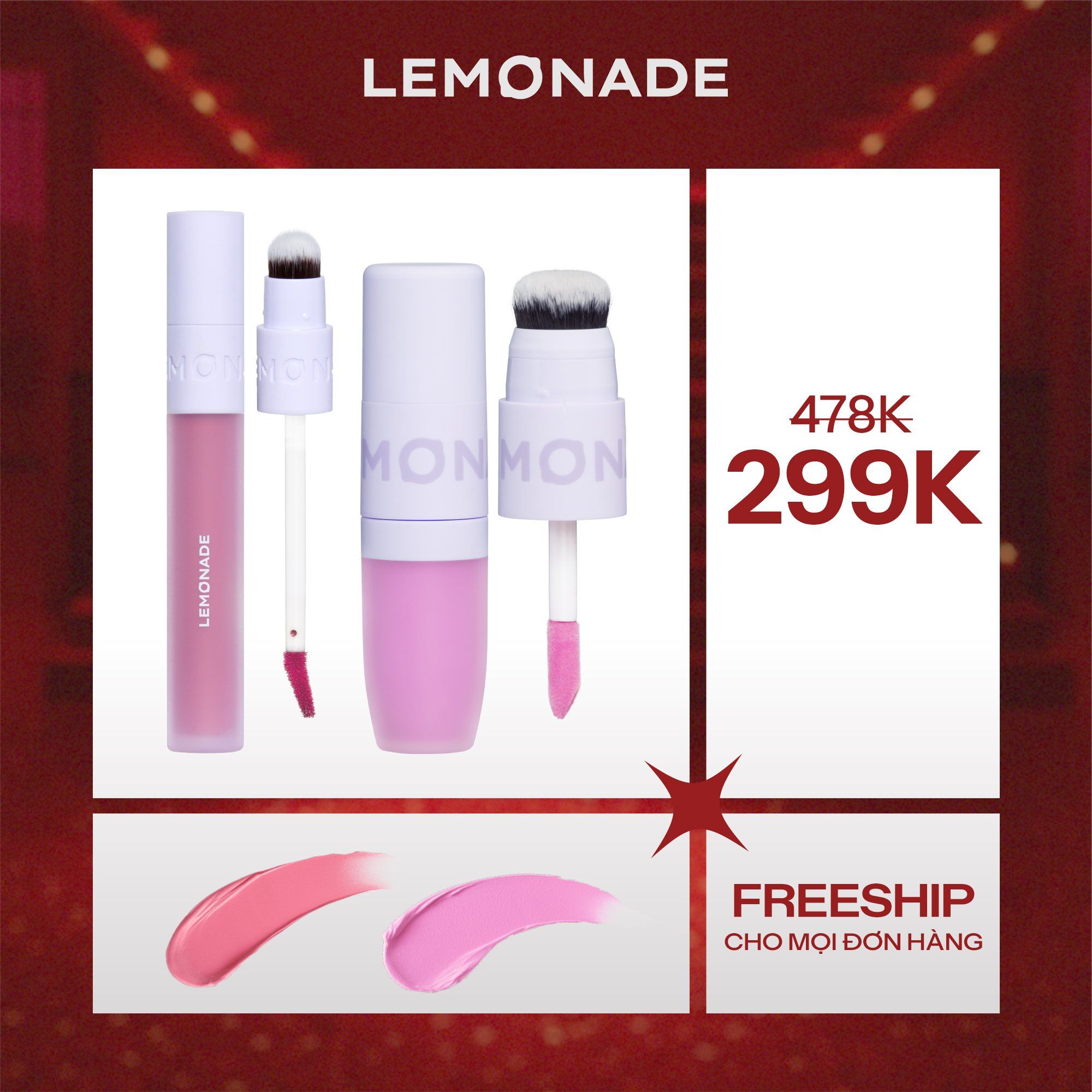 COMBO LEMONADE SON KEM MỊN LÌ PERFECT COUPLE LIP & MÁ KEM MỊN LÌ PERFECT COUPLE BLUSH 