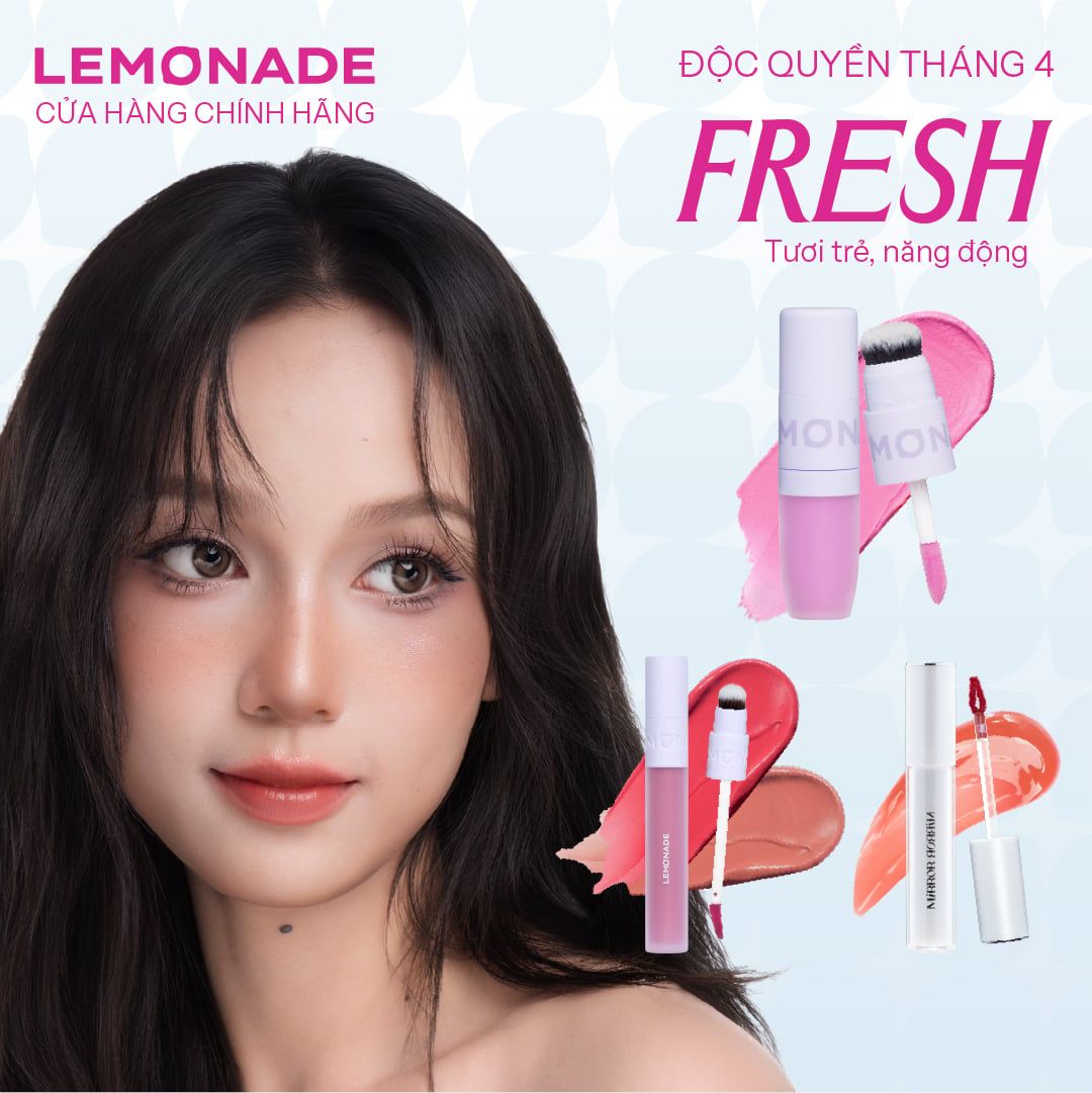  [Fresh] Set Son Má Hồng Lemonade - Combo Makeup Tươi Tắn, Trẻ Trung 