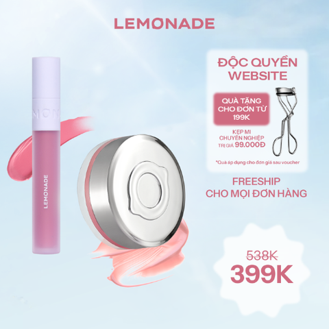  COMBO LEMONADE MÁ HỒNG CĂNG BÓNG MIRROR MIRROR BLUSH CUSHION 8G VÀ SON KEM PERFECT COUPLE LIP 