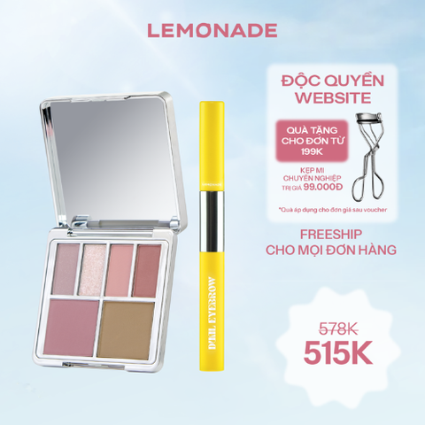  COMBO LEMONADE BẢNG PHẤN MẮT AESTHETIC MULTI-TASK PALETTE 10.8G & CHÌ KẺ MÀY 2 ĐẦU DUAL EYEBROW 