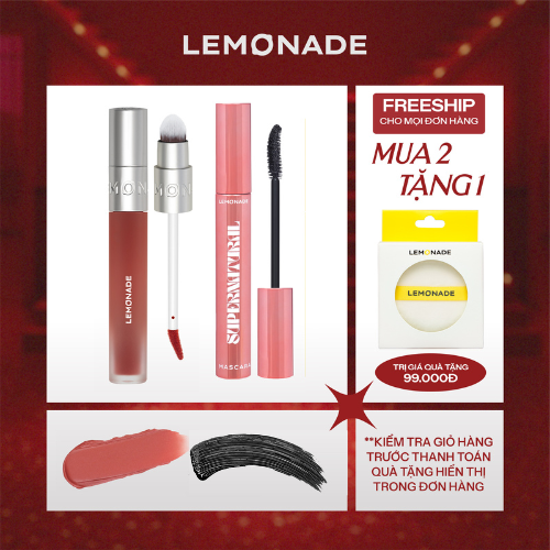  COMBO SON BÙN ẨM MỜ MỊN LÂU TRÔI LEMONADE PERFECT COUPLE BLURRY STAIN LIP CREAM VÀ MASCARA SUPERNATURAL 