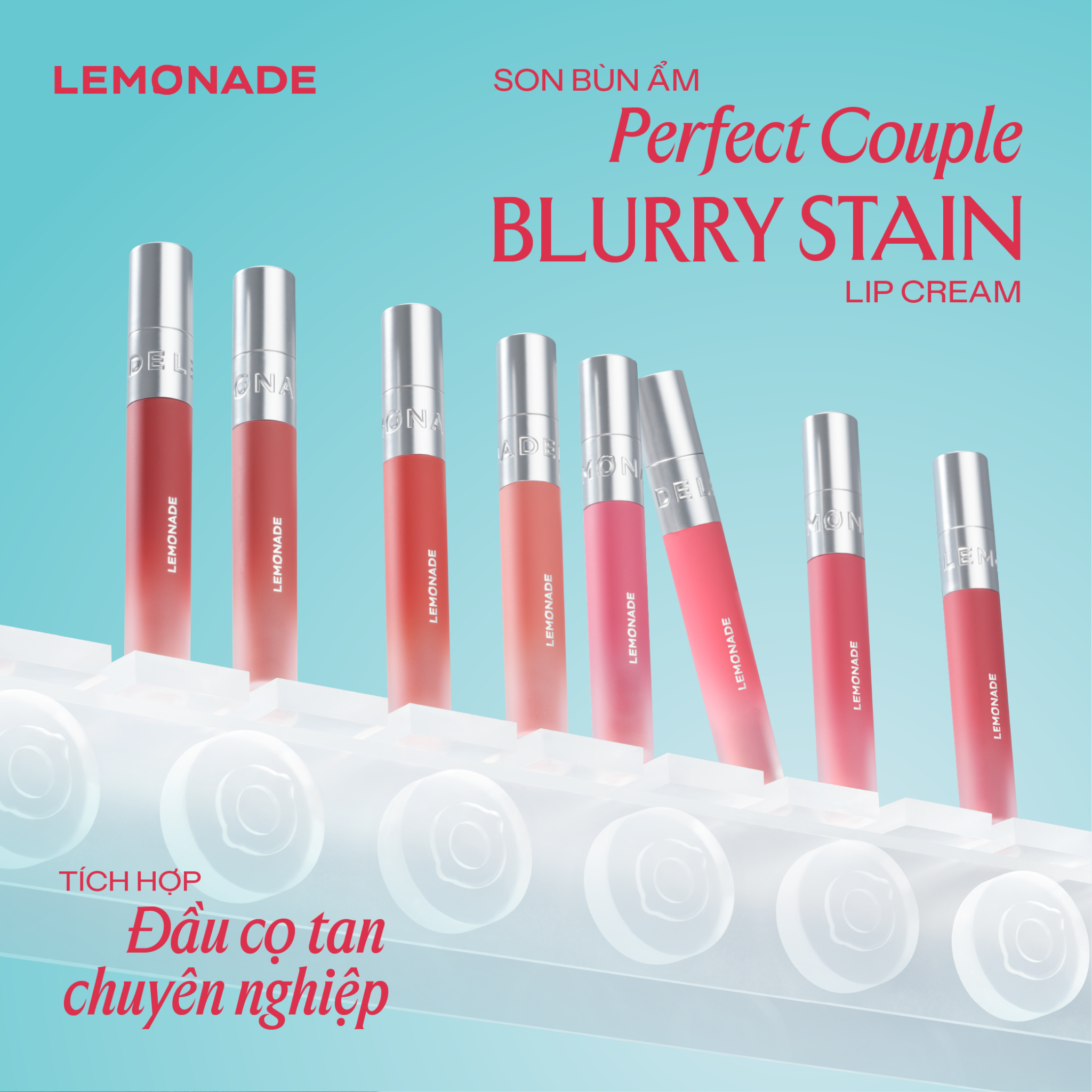  COMBO 02 SON BÙN ẨM MỜ MỊN LÂU TRÔI LEMONADE PERFECT COUPLE BLURRY STAIN LIP CREAM 