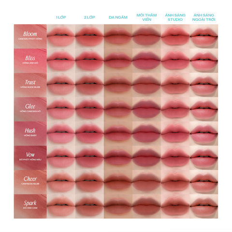  COMBO 02 SON BÙN ẨM MỜ MỊN LÂU TRÔI LEMONADE PERFECT COUPLE BLURRY STAIN LIP CREAM 