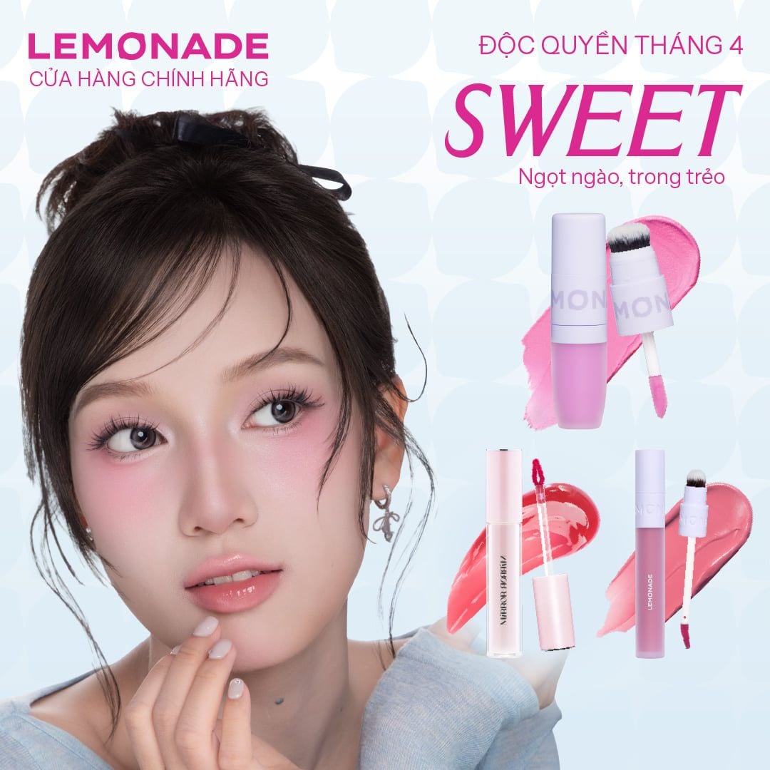  [Sweet] Set Son Má Hồng Lemonade - Combo Makeup Ngọt Ngào, Trong Trẻo 