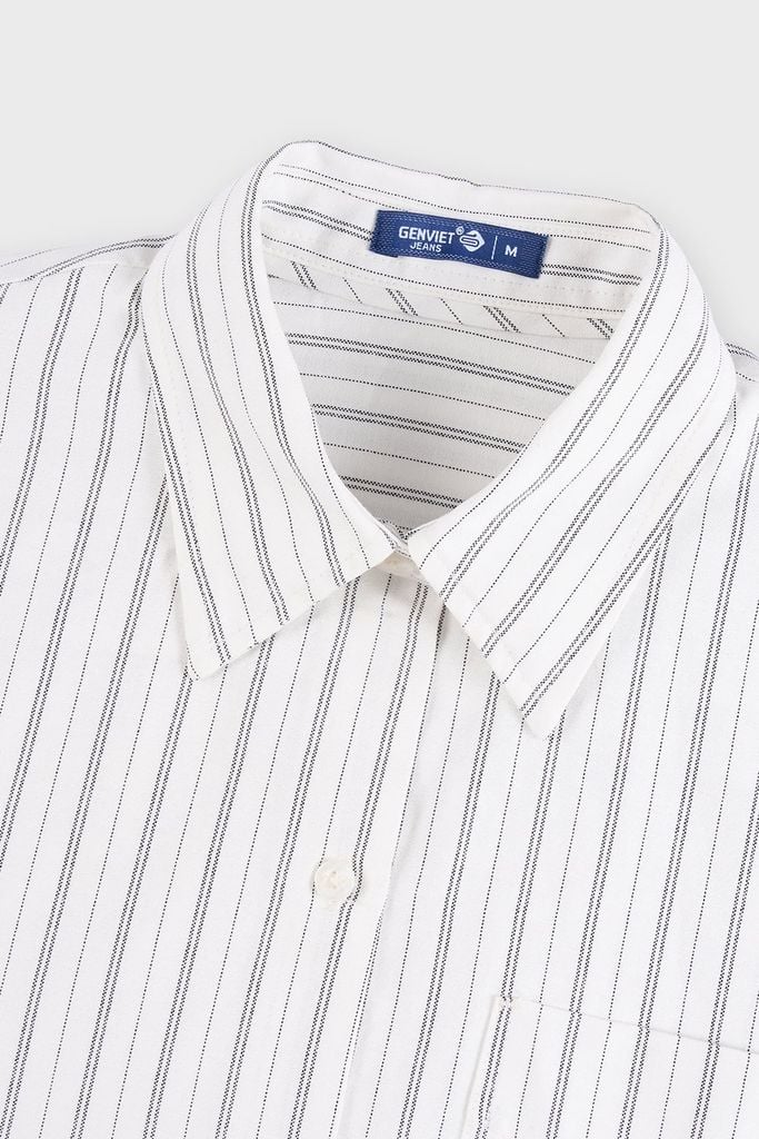 Áo Sơ Mi Nữ Dài Tay - Chất Thô Dáng Suông Kẻ Sọc Thanh Lịch