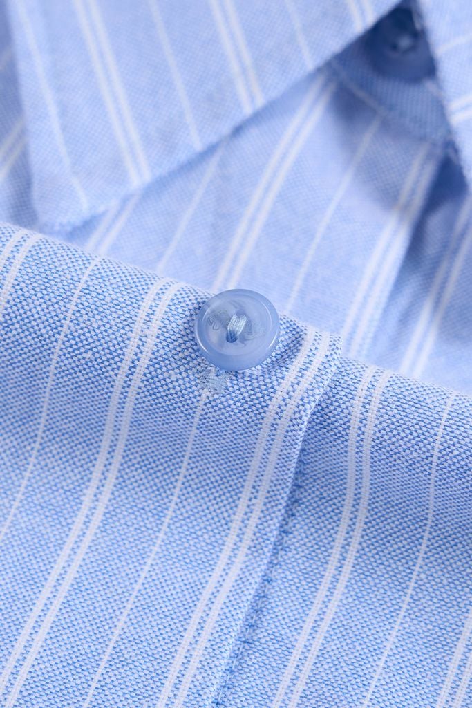 Áo Sơ Mi Nữ Dài Tay - Chất Thô Dáng Suông Kẻ Sọc Thanh Lịch