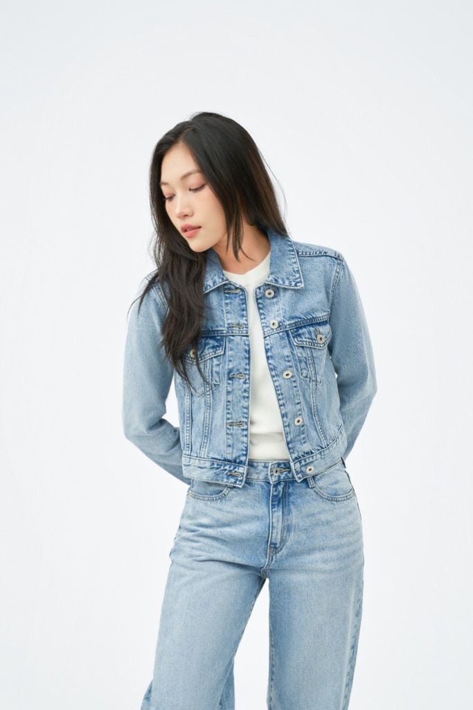 Áo Khoác Jeans Nữ Croptop